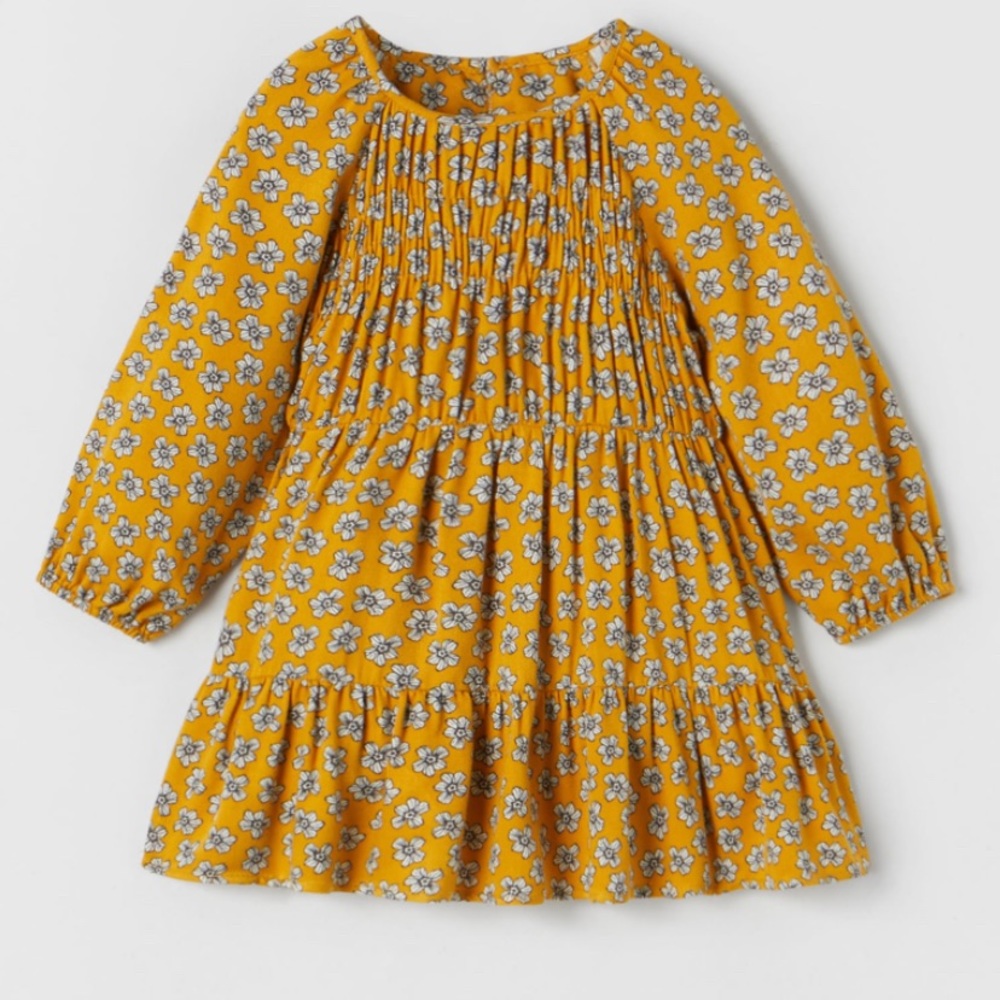 ZARA Kids | Ocher | Smocked Floral Dress 3/4yr